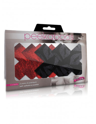 Peekaboos - Copri Capezzoli Premium Nero Rosso 